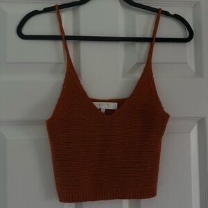 ASTR THE LABEL Burnt Orange Knit Cropped Tank Top
